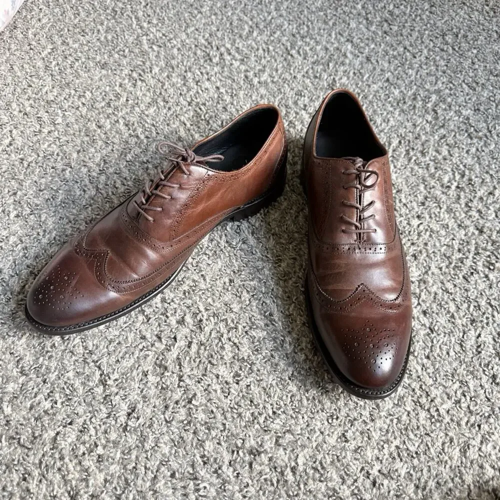 Thursday Boot Co Mahogany Aviator Brown Leather Mens Oxford Dress Shoes Size 15